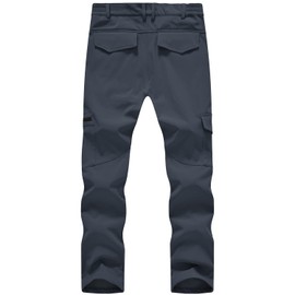JHMORP Men's Cross Country Ski Snow Pants Waterproof Fleece Lined Softshell Insulated Winter Hiking Cargo Work Pants (Cool Gray,CA 32)