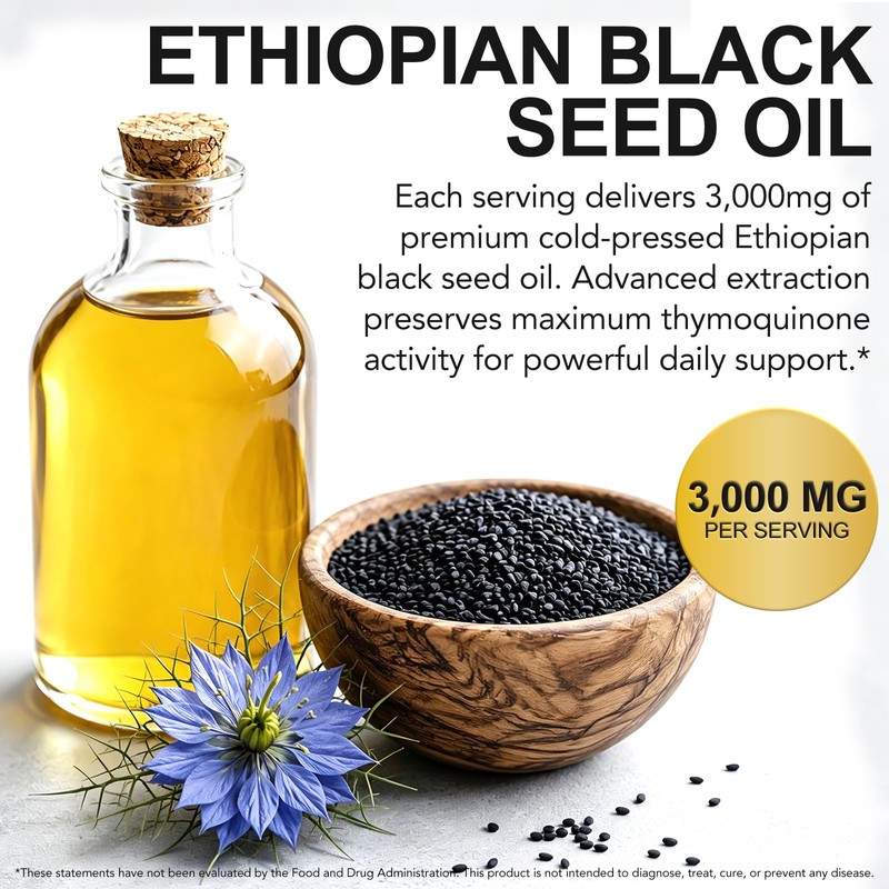 Ethiopian Black Seed Oil Softgels with Oregano Oil 2-in-1 Formula,120