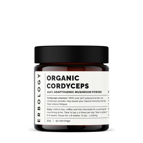 Erbology Organic Cordyceps Mushroom Powder 50 Servings - 48% Beta-glucans