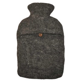 Pachamama Handfelted 100% Hot Water Bottle Cover and 2 Litre Hot Water Bottle - Flower Embroidery Multicoloured Handmade Fair Trade Multicoloured Thermal