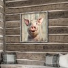Framed Pig Wall Art Bedroom: Rustic Farm Animal Wooden Painting