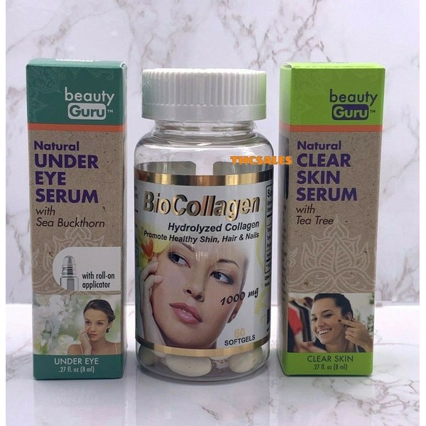 BIO COLLAGEN COLAGENO Beauty Guru Under Eye Serum & Clear Skin Tea Tree Oil Kit