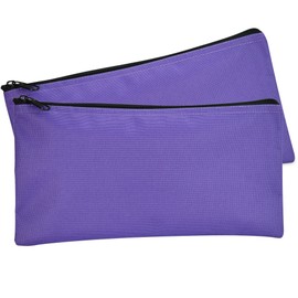 DALIX Bank Bags Money Pouch Secur Deposit Utility Zipper Coin Bag Purple 2 Pack