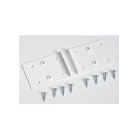 BSM Marketing Kitchen Cupboard Door Hinge Repair Kit Includes Plates and Fixing Screws Brown, Cream, Zinc and White (2, White)
