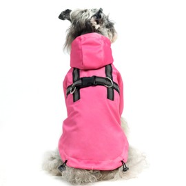 PUPTECK Dog Raincoat for Small Medium Dogs, Waterproof Dog Rain Jacket with Hood & Harness Built-in, Slicker Poncho Reflective Dog Vest Clothes for Rainy Snowy Winter Cold Days, Fuscia, M