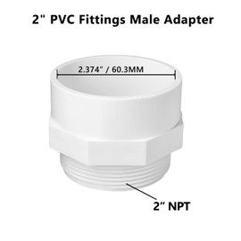 TALEGEN 5 Pack 2" PVC Fittings, 2 inch NPT Male PVC Pipe Adapter (Socket x NPT Male Thread), 2" PVC Coupling Pipe Connector Slip for Water Pipe, Swimming Pool & Outdoor Plumbing, White Schedule SCH 40