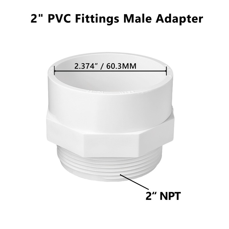 TALEGEN 5 Pack 2" PVC Fittings, 2 inch NPT Male