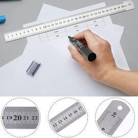 4pcs Ruler Set Scale Ruler Steel Ruler 15/20/30/10cm Rulers Measuring Ruler Tool For Office Home College Craft Engineering Architectural Work Metal Rulers