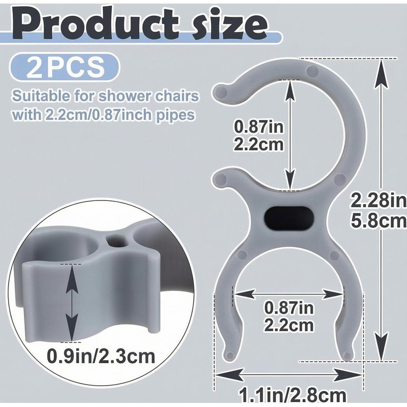 Shower Head Holder for Shower Chair - Clip Fits 22mm