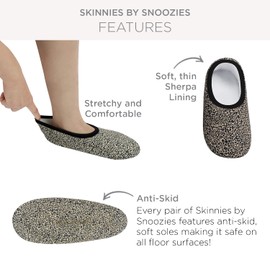 Snoozies Skinnies Slipper Socks – Cozy, Foldable Slippers for Women, Non Slip Socks for Travel & Indoors, Neon Flowers, X-Large