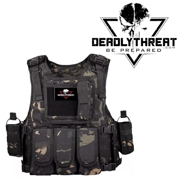 Deadly Threat Force Recon Ghost Camo Molle Tactical Vest Plate