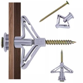 kaileyouxiangongsi Hollow-Wall Anchors, Drywall Anchor kit with Screws, Self-Drilling Hollow Wal...