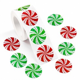 Christmas Candy Swirl Stickers 1 Inch Foil Stickers for Holiday Crafts Gift