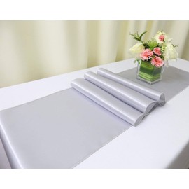 Rihana Wedding - Camino de mesa de satén para decoración de banquetes de boda, 30,5 x 274,3 cm, color plateado