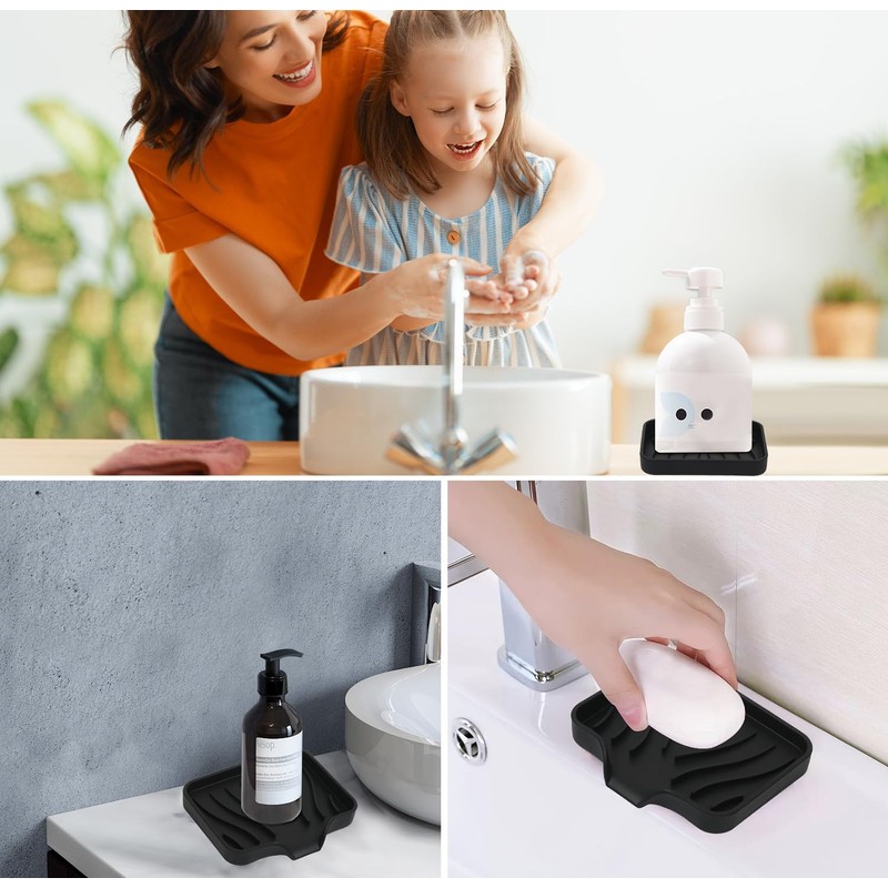 2 Pack Silicone Soap Dish with Drain, Bar Soap Holder