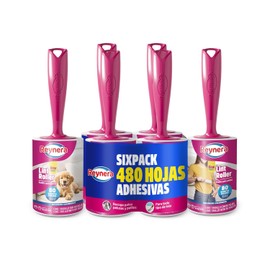 Reynera 6 Piezas Rodillos Quita Pelusa y Pelos 80 Hojas Adherentes Cada Uno, Eficaz para Ropa, Sofás, Alfombras y Más, Fácil de Usar, Ideal para Hogar y Oficina