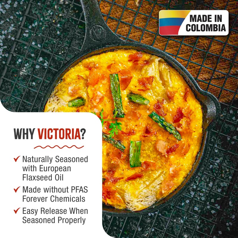 Victoria 8-Inch Cast Iron Skillet, Pre-Seasoned Cast-Iron Frying Pan with