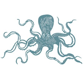 Zhengmy Octopus Metal Wall Art Decor 18 x 11 Inch Extra Large Octopus Wall Hanging Sculpture Nautical Beach Ocean Theme Home Wall Decor(Lake Blue)