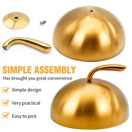 LIDSCURA Gold Steak Dome Cover, Stainless Steel Food Dome Cover Cheese Melting Dome Butter Dessert Cover Basting Steaming Cover Serving Plate Dish for Burgers Sandwiches, 6.29"x7.9"x7.9"