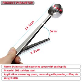 2 Pack 7Inch Coffee Scoop Measuring with Bag Sealing Clip for Ground Coffee and Beans
