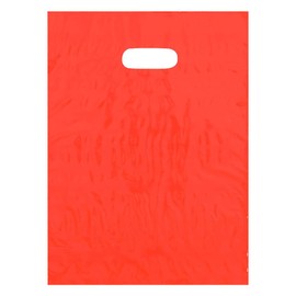 9x12 Orange Die Cut Handle Plastic Shopping Bags 100/cs