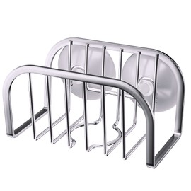 SWTYMIKI Sponge Holder for Kitchen Sink, Movable Sink Sponge Holder with Suction Cups Stainless Steel Sink Caddy Suction Cup for Sponge & Brush, Silver