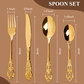 Tlguangw Luxury 16 Pieces Stainless Steel Flatware set, Service for 4, silver plated with gold accents, Fine Silverware set and Dishwasher Safe (Gold)