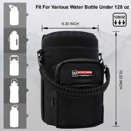 NATURE PIONEOR Insulated Water Bottle Holder with Shoulder Strap for One Gallon 128OZ Sports Water Jugs Bottles Sling, Carrier/Pouch Sleeve for Outdoor Camping, Hiking,Gym