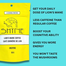Coffee + Lion's Mane Mushrooms | Best Canadian Brand | 15-Cups of Instant Mushroom Coffee | Organic Ingredients | Great Gift or Stocking Stuffer