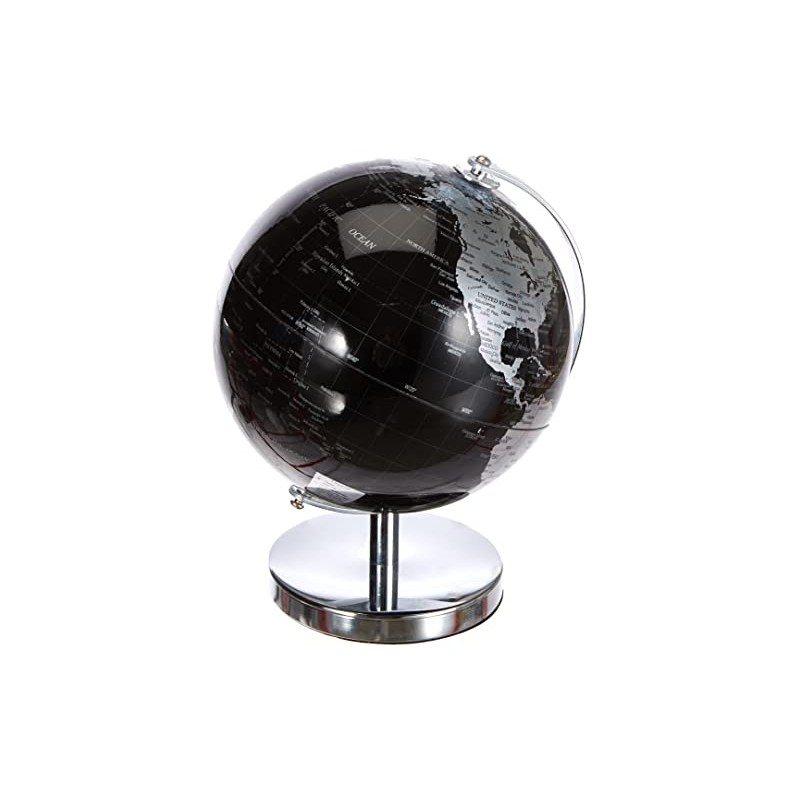Lesser & Pavey Black & Silver World Globe, Metal, 19cm