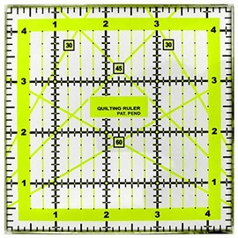 ANSIO Quilting Ruler, 4.5” Wide x 4.5” Long, Transparent, Double Colored Black and Neon Grid Lines for Easy Precision, Sewing Ruler Ideal for Quilting, Craft & Sewing, Patchworks