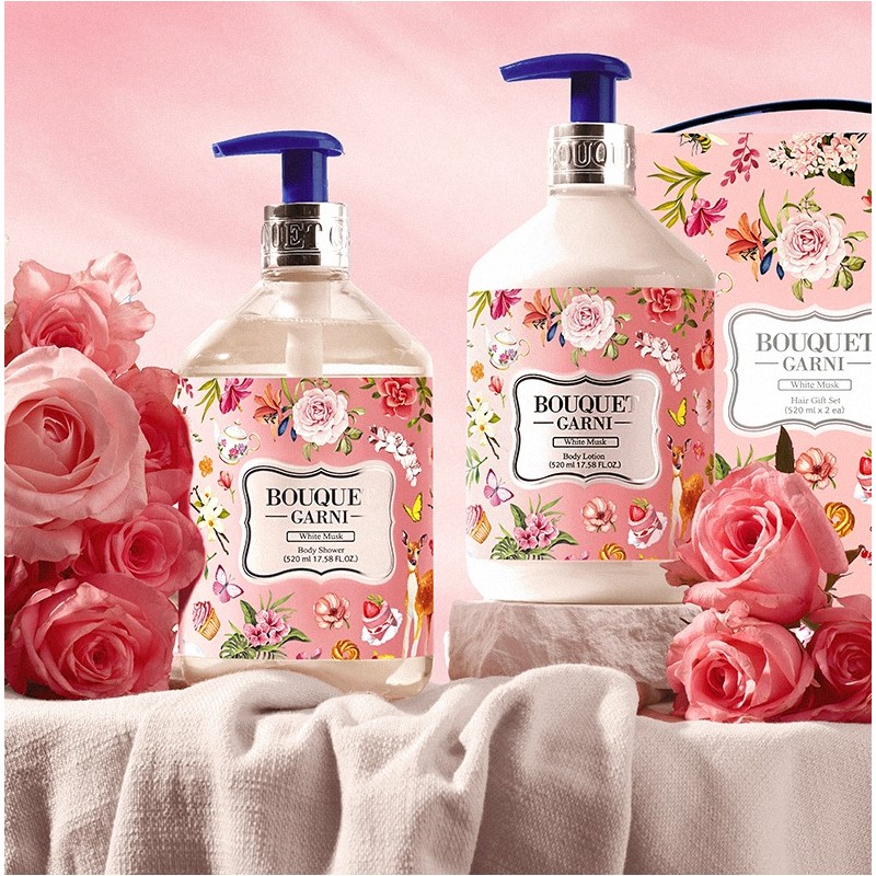 Bouquet Garni White Musk Body Shower + Body Lotion Set,
