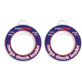 FISHZONE - 2 x MEGA SHOCK LEADER 100m Spools Marine Grade Transparent Sea Fishing Line - 30lb 50lb 60lb 70lb - High Abrasion & Knot Strength - For Shock Leader & Rig Body (2 x 100m 30lb 0.45mm)