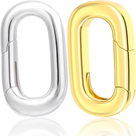 Pndeyo 2pcs Oval Pendant Clasp for Necklace Making, Brass Jewelry Connector Fastener, Lobster Spring Clasp for Keychains Purse Handbag Strap Necklace Bracelet Jewelry Making-Gold & Silver