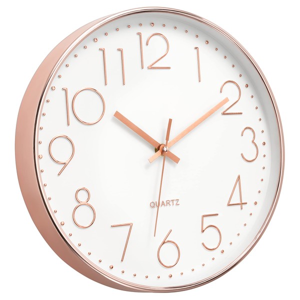Foxtop Modern Wall Clock 12 Inch Non-Ticking Silent Battery Operated