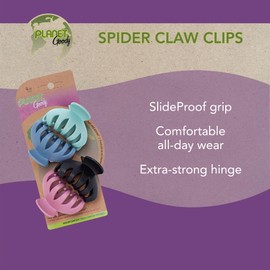 GOODY Planet Spider Claw Hair Clip, 4-Count - Assorted Bright Colors - Medium to Long Hair - Long-lasting & Will Not Slip - Pain-Free Hair Accessories for Women, Men, Boys & Girls - All Hair Types