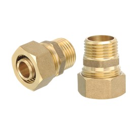 sourcing map 6Pcs Brass Compression Tube Fitting, 18mm Tube OD x G1/2 Male Connector Straight Coupling Adapter Union Fittings