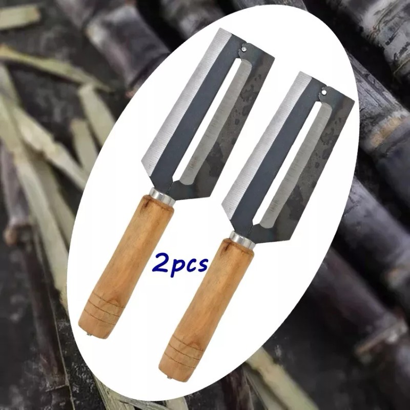 PreAsion 2pcs Sugarcane Peeler Knife 4.3" Steel Sugar Cane Peeler