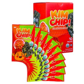 MAPDA KIMCHIP! Crispy Seaweed Snack (10 Packs) Spicy Kimchi Salsa Flavor