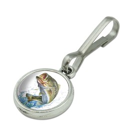Largemouth Bass Fishing 7 Antiqued Charm Clothes Purse Suitcase Backpack Zipper Pull Aid