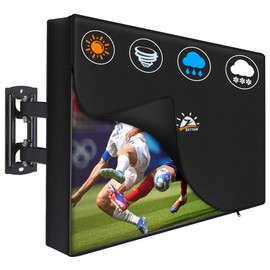 Zettum Outdoor TV Cover 55 Inch – 600D Waterproof Weatherproof TV Protector with Zipper for 52–55 Inch Flat Screen TVs, Heavy Duty Enclosure for Outside Use