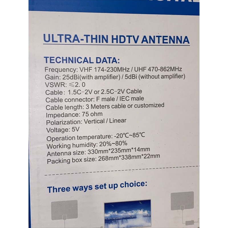 Digital Full HDTV Antenna 1080p, 4K, 1080i, Support Free view