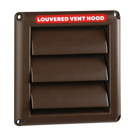 Deflecto Supurr-Vent 4” Outdoor Dryer Vent Cover Brown Louvered Wall Hood with Gravity Damper for Backdraft Prevention, Fits Standard 4” Dryer Exhaust Pipe, Weather & UV-Resistant, Durable 6"x6" Face