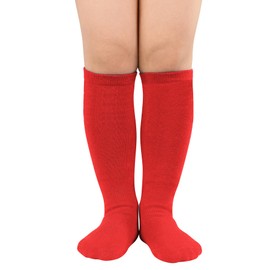 Zando Youth Baseball Socks Red Baseball Socks Boys Soccer Socks Girls Knee High Socks Cotton Long Socks for Girls Kids Outdoor Athletic Socks Seamless Socks Pure Red 10-12 Years