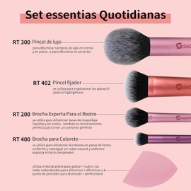SADOWAY Set de brochas de maquillaje: set de 6 piezas específico para ojos, mejillas y rostro, con una esponja multifuncional, ideal para el maquillaje diario