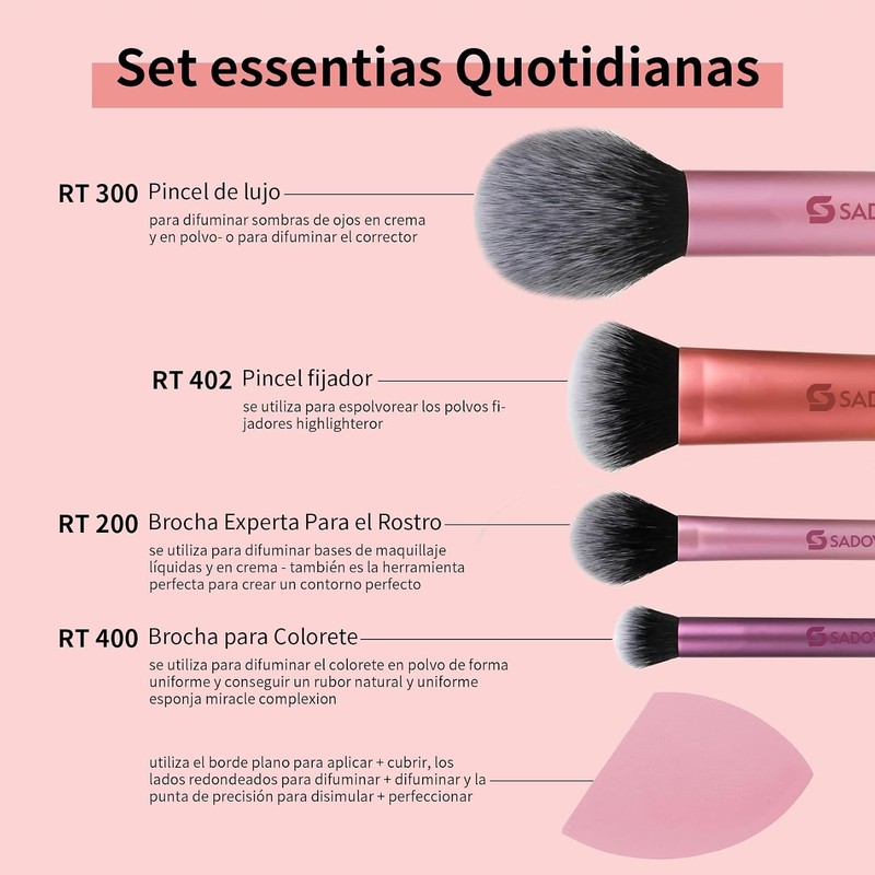 SADOWAY Set de brochas de maquillaje: set de 6 piezas
