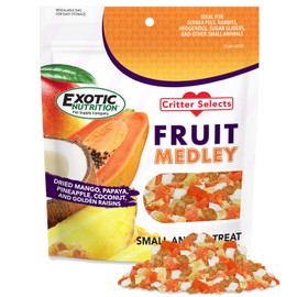 Fruit Medley Treat - Healthy Natural Dried Fruit Treat - Sugar Gliders, Squirrels, Chinchillas, Prairie Dogs, Opossums, Marmosets, Monkeys, Parrots, Birds, Rabbits, Guinea Pigs & Small Pets (4 oz.)