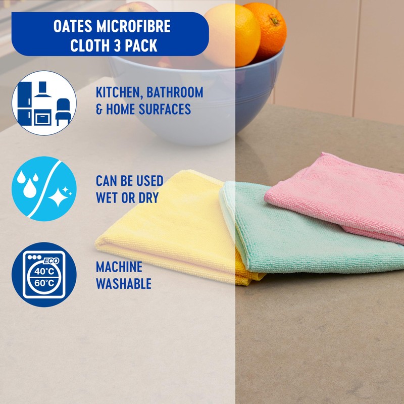 Oates Microfibre Cloth 3 Pack