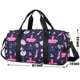 Dance Bag Girls Gymnastics Duffle Bag with Shoe Compartments, Pink Ballet Sports Travel Overnight Weekender Sleepover Carry On Bag for Teens