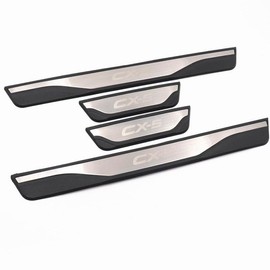 LKSDAMCZ Car Door Sill Protector Strips for Mazda CX-5 2012-2022, 4Pcs Car Door Sill Protector Kick Plates Stainless Steel Kick Plates Decorative Accessories